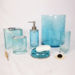 Круглые полоски с гравировкой и набором аксессуаров для ванной из цветного стекла