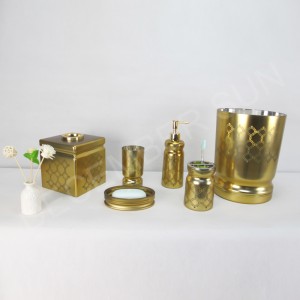 Круглые аксессуары для ванной комнаты с мозаикой из золота и лазерной резки
